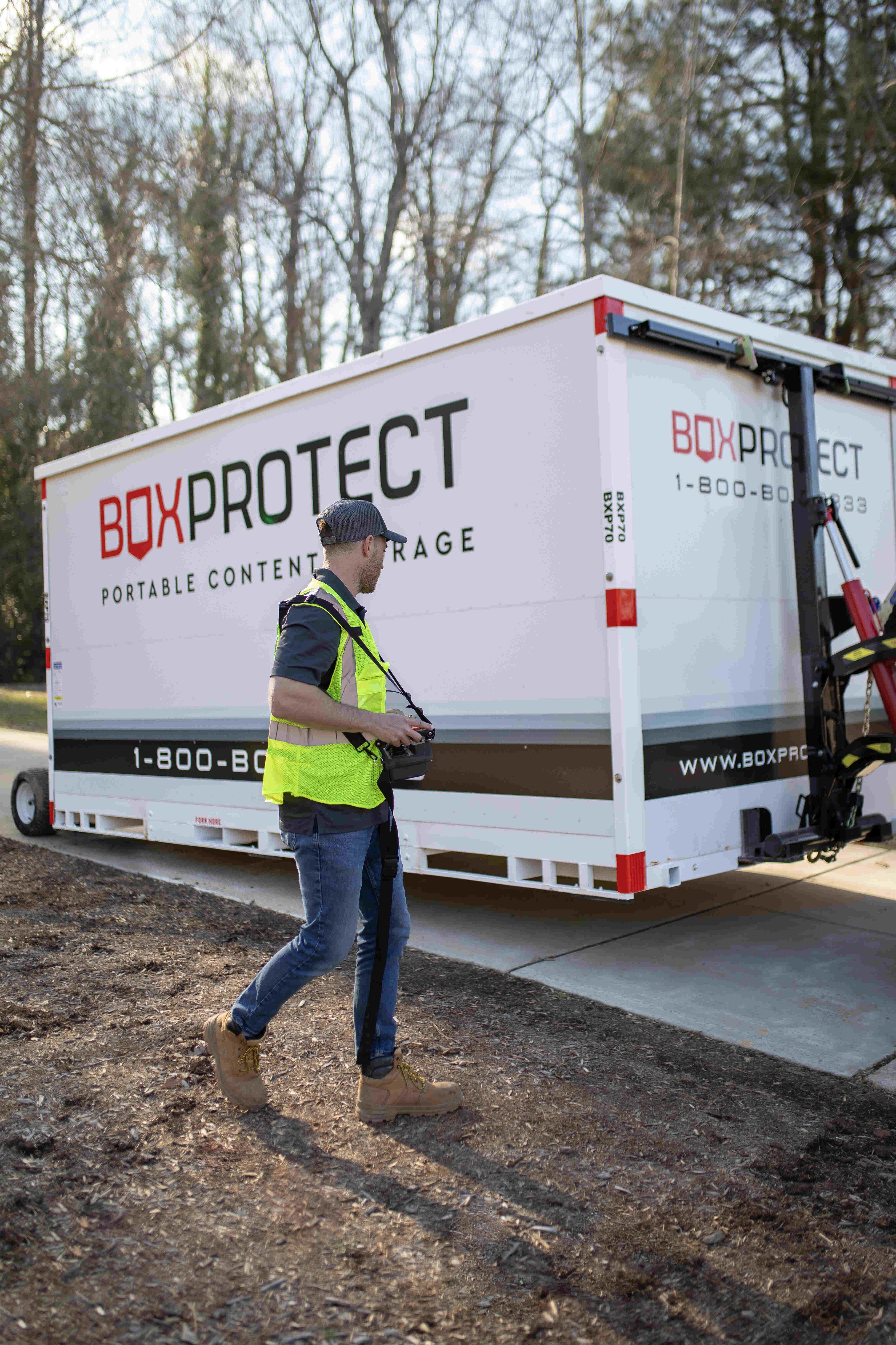 Box Protect portable storage loading on driveway