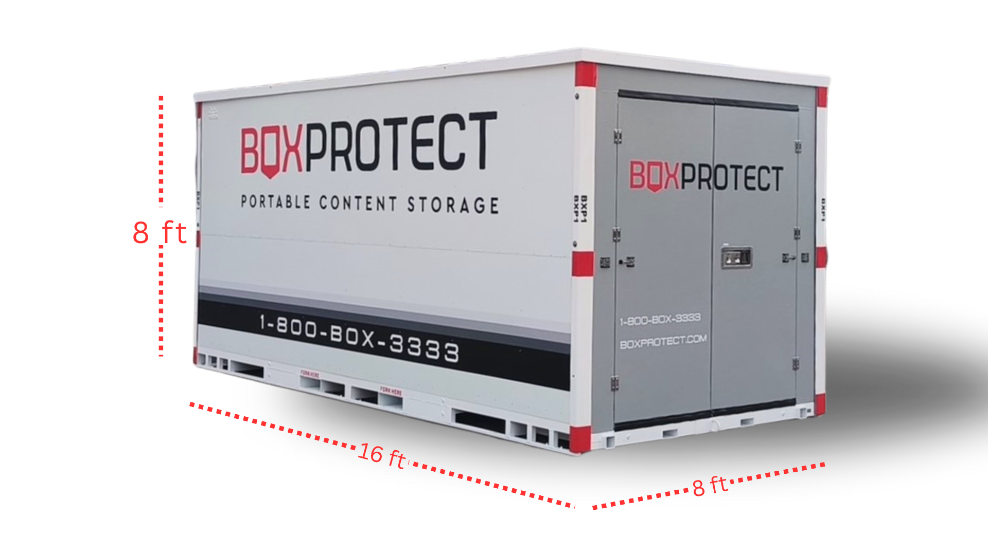 BoxProtect Container Dimensions - 8ft x 16ft x 8ft